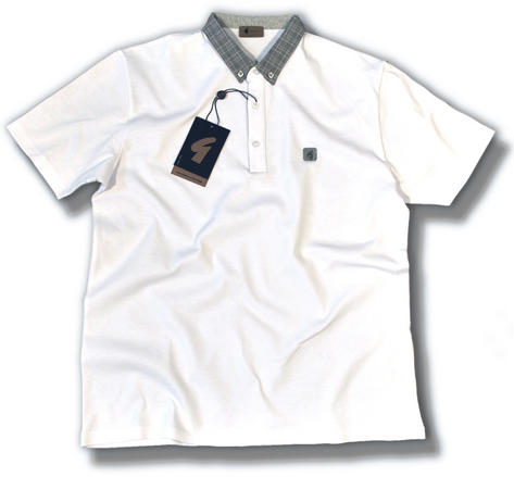 Gabicci Vintage PoW Check Collar Polo Shirt White  Preview
